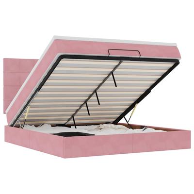 vidaXL Ottoman-Bett mit Matratzen Rosa 160x200 cm Samt