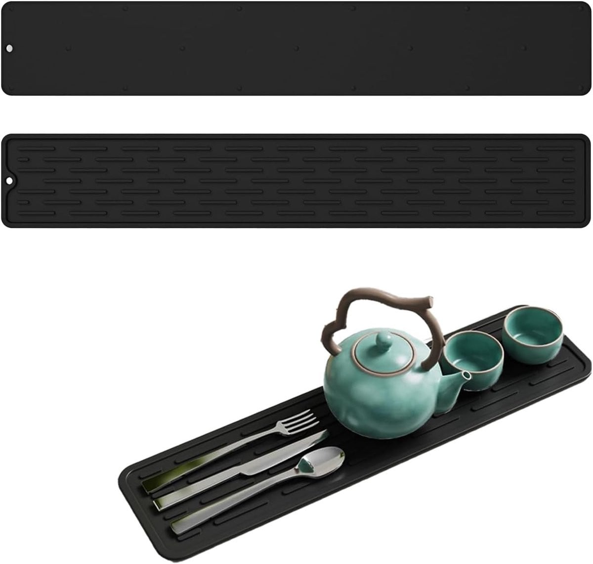 Antislip Afvoer Mat van Warmtebestendig Silicone voor Keuken, Glazen en Snijplanken, 55 x 88 cm