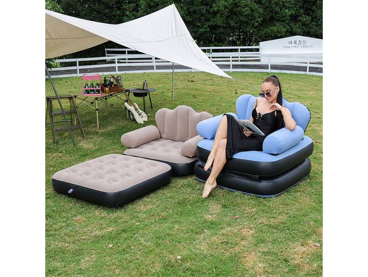 Canapé gonflable extérieur adulte paresseux canapé multifonctionnel cinq en un lit gonflable pratique canapé de plage chaise longue pliable
