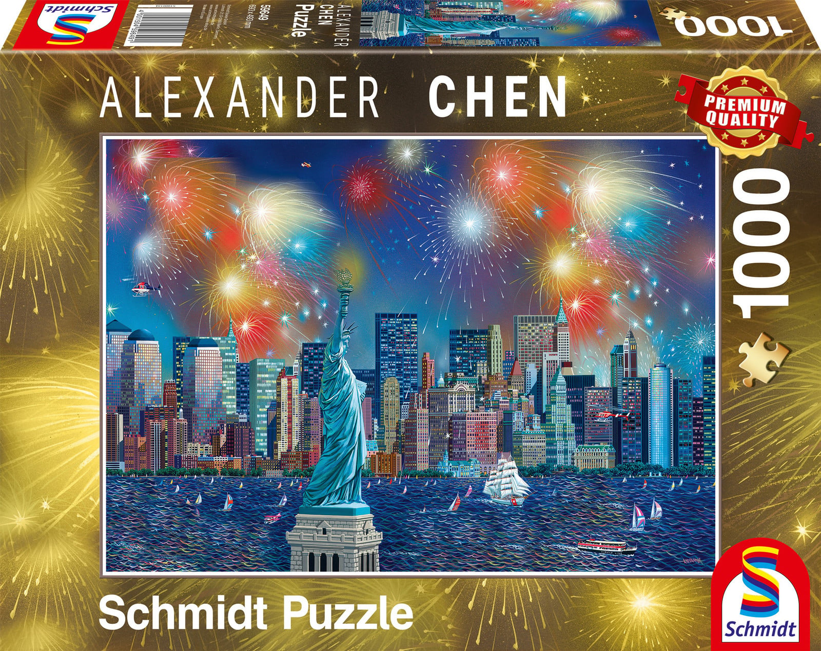 Schmidt Spiele Puzzel Vrijheidsbeeld met vuurwerk 1000 stukjes