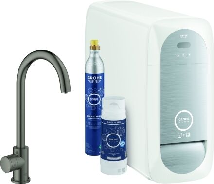 Grohe Blue Home mitigeur d'évier 31498AL1 graphite dur brossé, kit de démarrage Mono