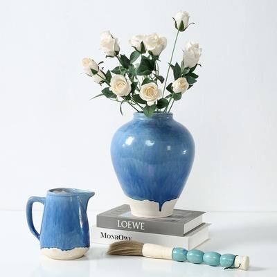 Lilys Living Approx. 11 Inches High Green-Blue Vase with Unfinished Base