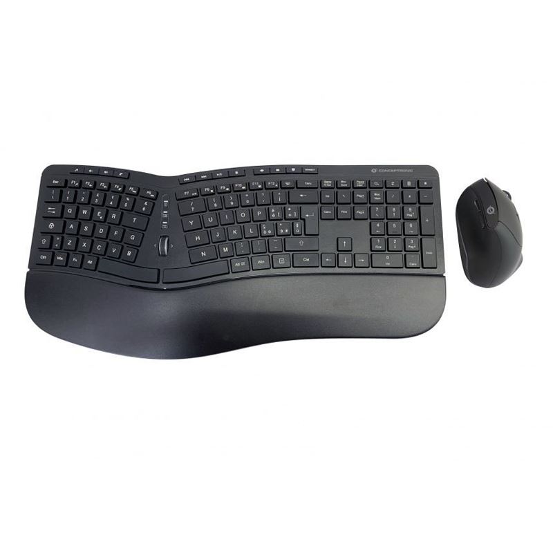 Conceptronic Wireless Keyboard+Mouse,ergo, Italienisches Layout, kabellos