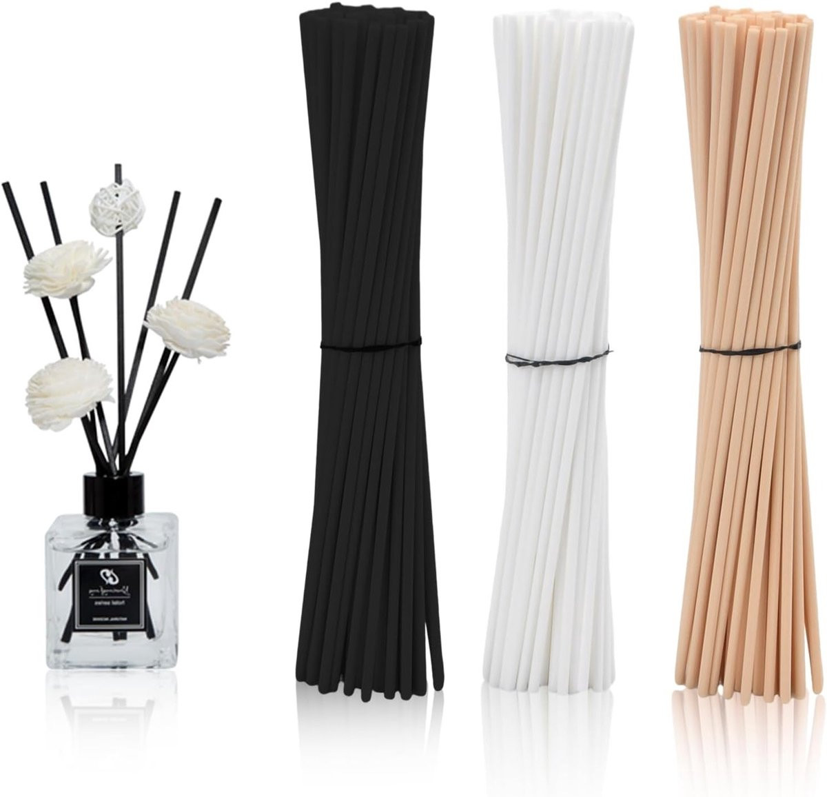 Natuurlijke Rieten Diffuser Sticks voor Geuren, 180 Stuks, voor Aromatherapie en Huiskamer Decoratie