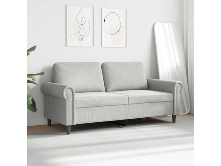 KTHLBRH 2-Sitzer-Sofa, hellgrau, 140 cm, Samt Gestell aus robustem Metall, Polsterung aus Schaumstoff, modernes Design, 110 kg pro Sitzfläche