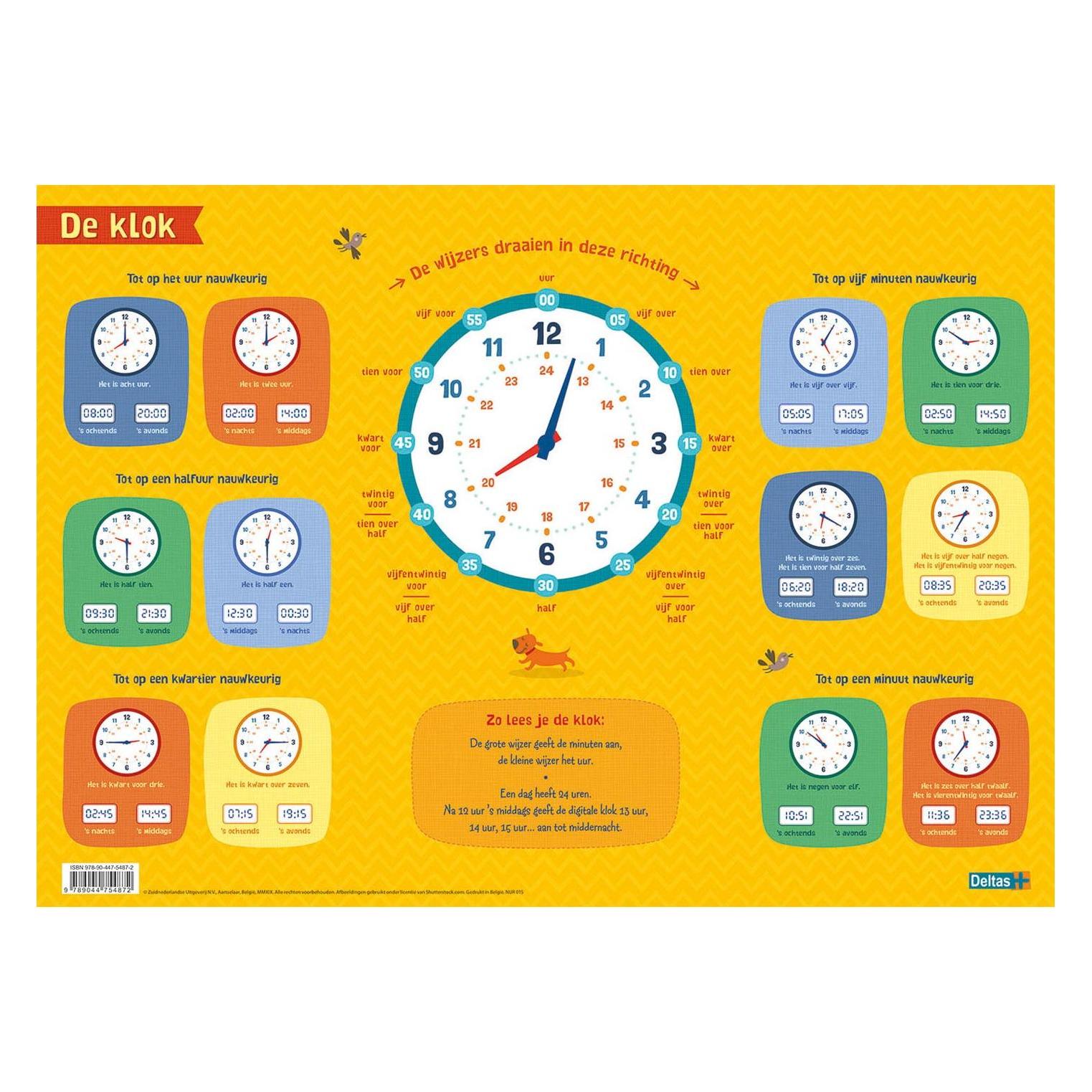 Deltas Educatieve onderleggers - De klok (Deutsch, Englisch, Niederländisch) (44779876)
