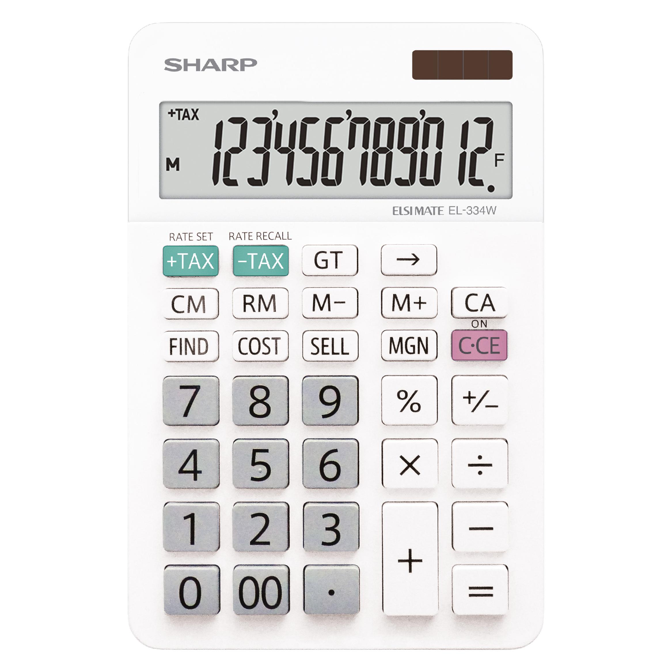Sharp EL-334W Tischrechner weiss (Batteriebetrieb) (SH-EL334W)