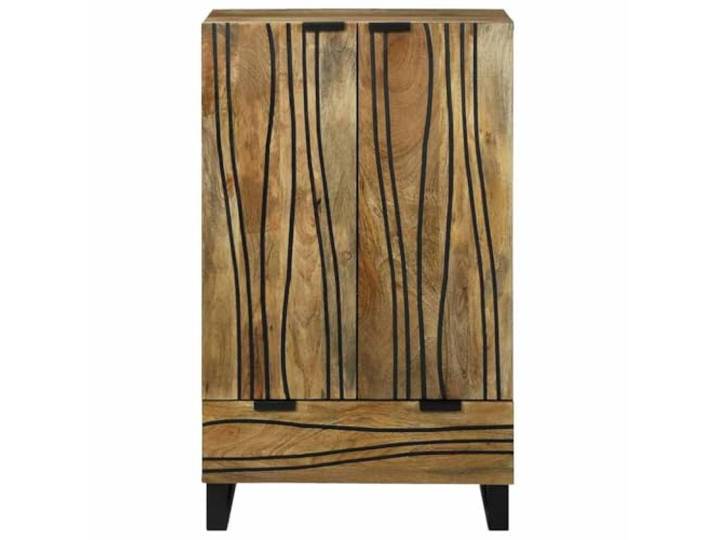 KTHLBRH Highboard braun 60 x 33 x 100 cm Massivholz Mango 3 Türen, Kippschutz, für Wohnzimmer oder Esszimmer, organisierte Aufbewahrung