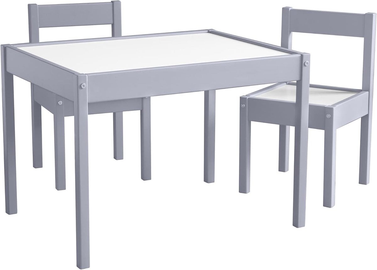3-delige kindermeubel set met kindertafel en stoelen in grijs