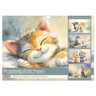 Pastellpfötchen. Liebliche Katzen in sanften Farben (Wandkalender 2027 DIN A4 quer), CALVENDO Monatskalender
