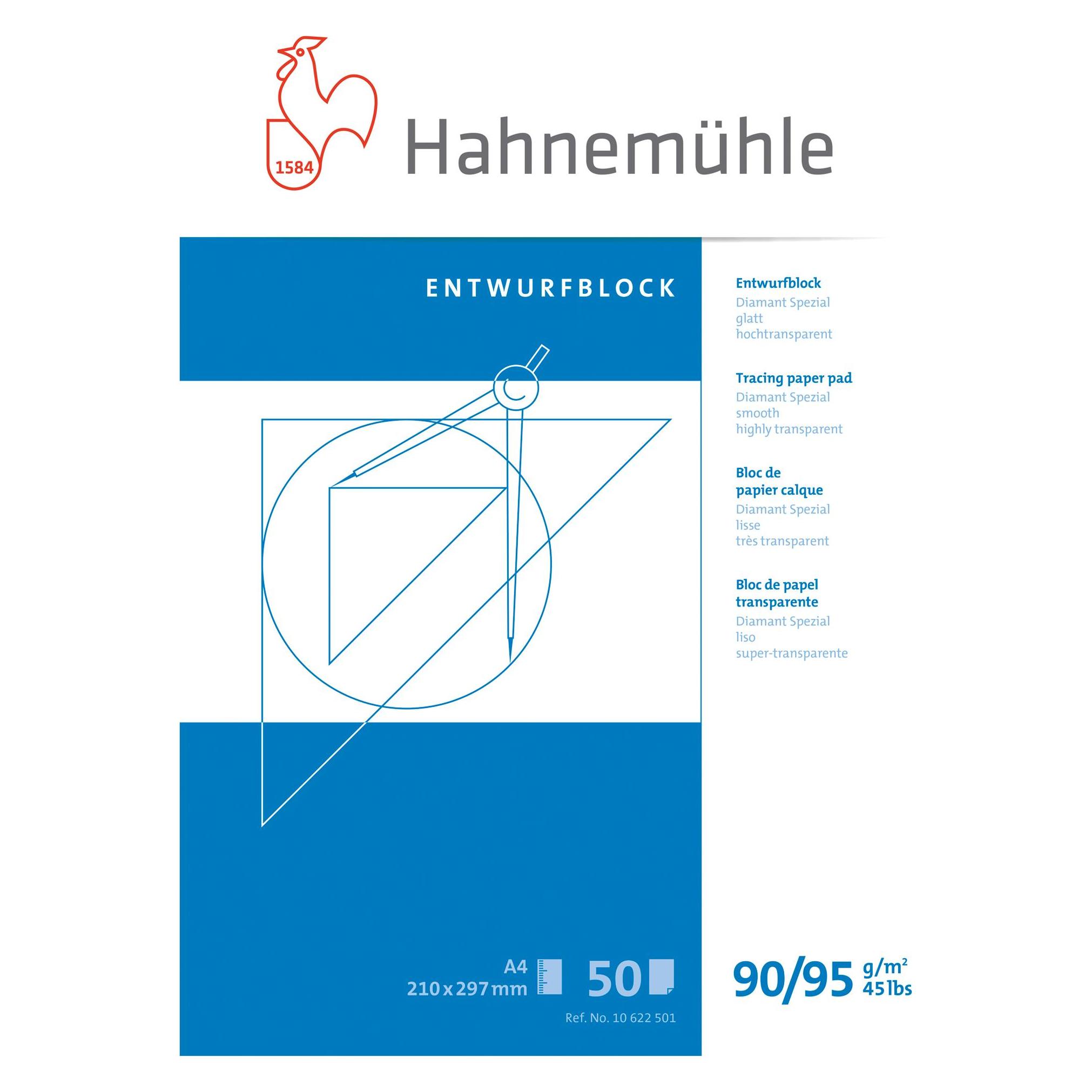 Hahnemühle Transparentpapier Entwurfblock 90 g/qm, 1 Block (A4, Blanko, Kein Einband) (10622501)