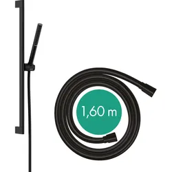 hansgrohe Pulsify S Duschset 100, 1 Strahlart wassersparend, Duschstange 65 cm, 24372670, Farbe: Mattschwarz