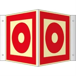 Winkelschild Brandmelder manuell, Kunststoff, nachleucht., 160-mcd, 200x200 mm