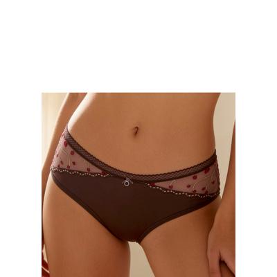 Panty S.OLIVER, Damen, Gr. 36/38, braun (zartbitter), Spitze, Obermaterial: 60% Polyamid, 30% Polyester, 10% Elasthan, Unterhosen Panty, mit Blumenstickerei