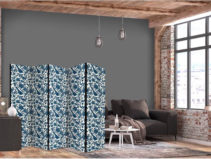 Akustik-Paravent Rose Vines Andere Blau 225 x 172cm