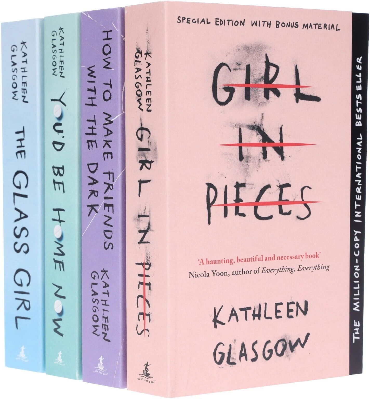 Rock The Boat Kathleen Glasgow 4 Books Set Collection (You'd be home now, Girl in Pieces, How to make Friends, The Glass Girl)