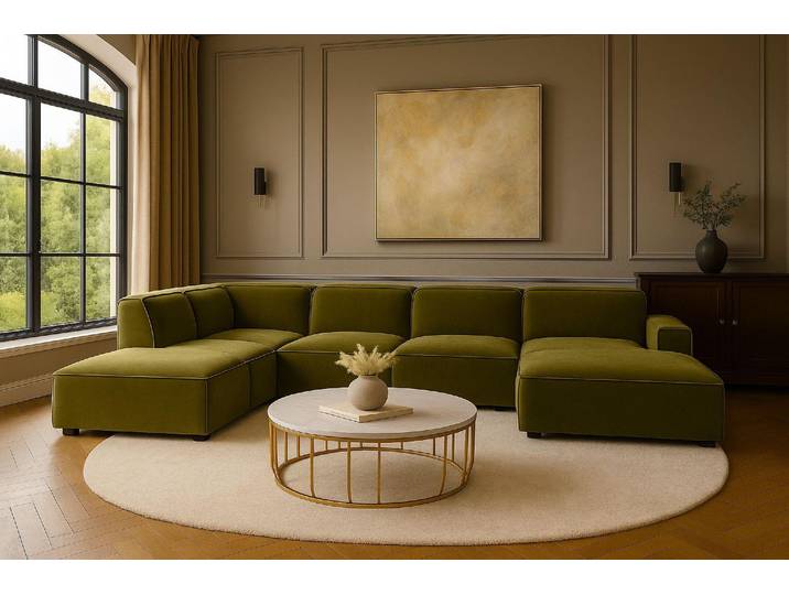 Kaiser Möbel Ecksofa Cursal V, Stoff Salvador, Olive, Links