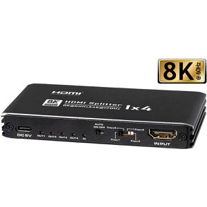 Maxtrack HDMI-Splitter CS26-4, 1 In 4 Out, HDMI 2.1, HDCP 2.3, HDR, aus Metall, 120 Hz, 8K UHD