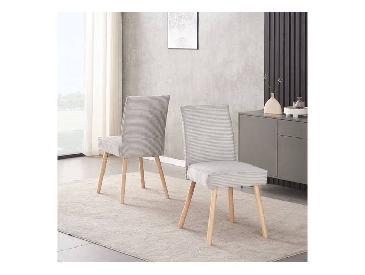 B&D home Polsterstuhl CEDRIC (2er Set, 2 St), gepolstert mit Federkernbox, Holzbeine