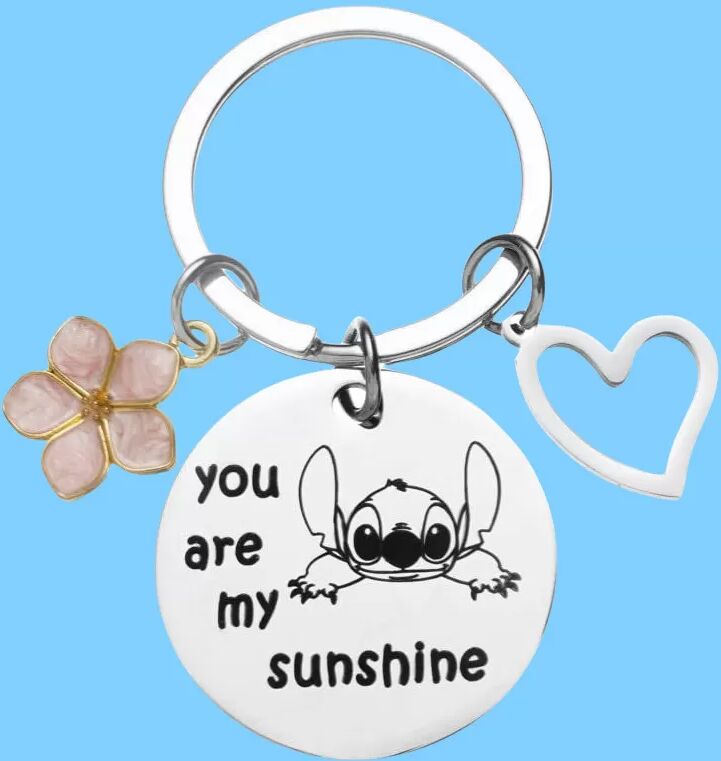 INF Porte-clés en acier inoxydable pour la Saint-Valentin avec motif Stitch