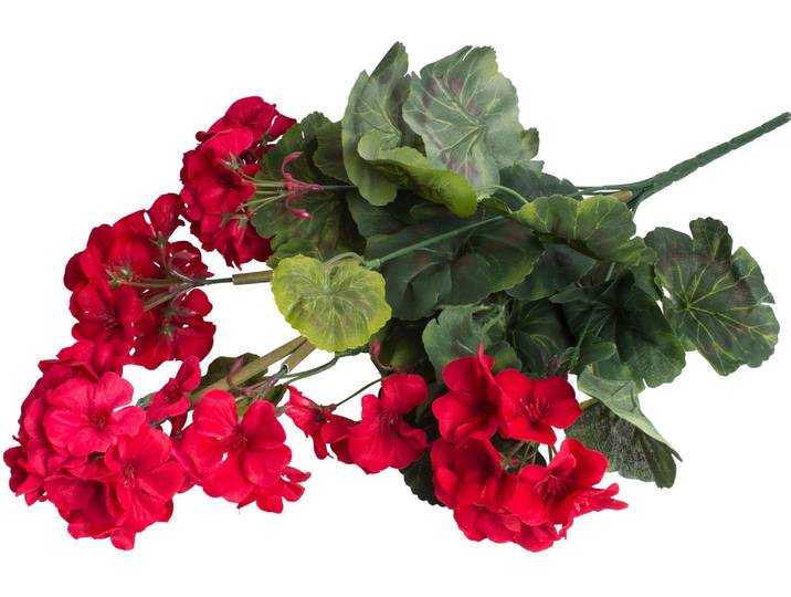 Kunstblume BOTANIC-HAUS Geranie mit 9 Stielen , rot, B:25cm H:47cm T:25cm Ø:25cm, Kunststoff, Kunstpflanzen, Kunstblume