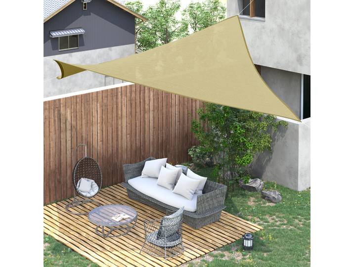 Outsunny Voile Parasol Carré 360x360cm HDPE UV 95% Extérieur