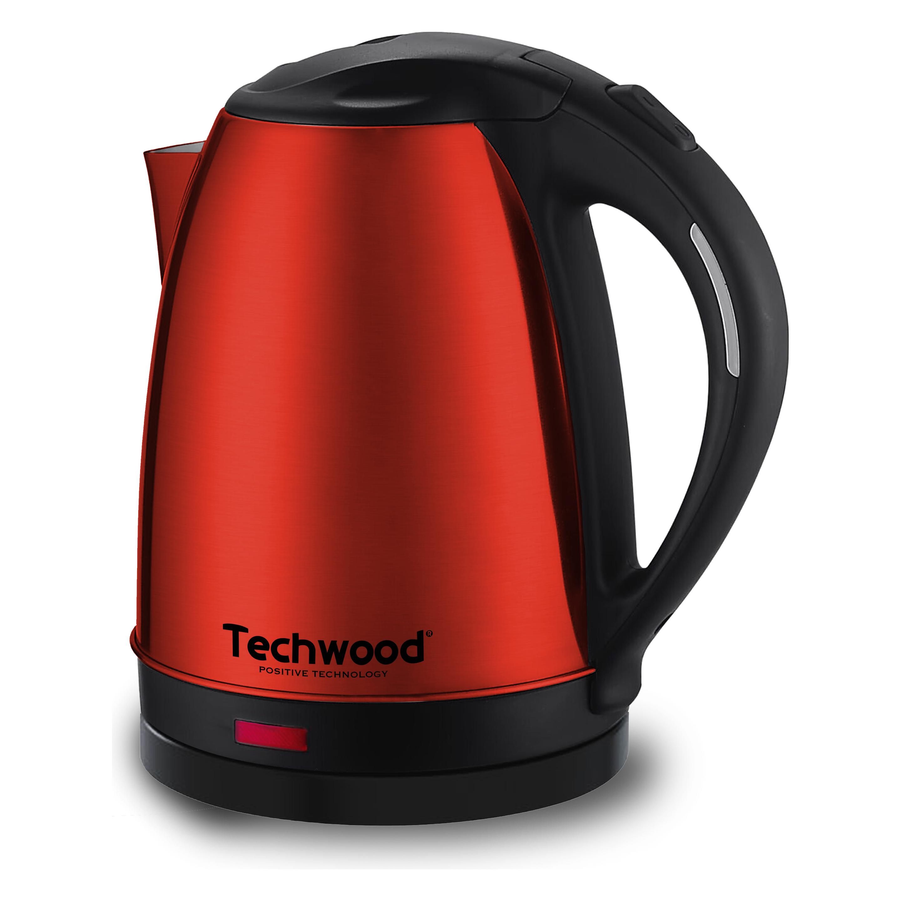 Techwood Wasserkocher 1.8 L, Edelstahl rot (1.80 l) (TBI-1855)
