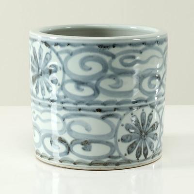 Artissance Approx. 8 Inches Tall Subtle Blue and White Pot with Floral Motif