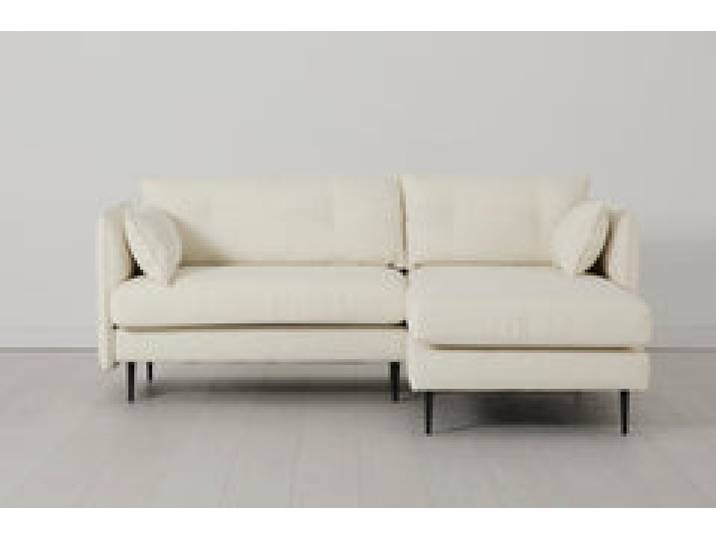 Model 19 Dreisitzer Chaiselongue-Sofa (Rechts), Elfenbeinfarbe
