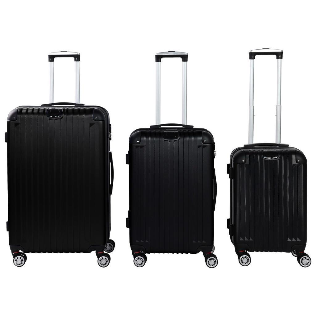 Novel Reisekofferset , Schwarz , Metall, Kunststoff, Textil , 3-teilig , 30x76x49 cm , Bsci , Zahlenschloss, 360°-Rollensystem, Tragehenkel, Netzfach , Freizeit & Co, Reisekoffer & Taschen