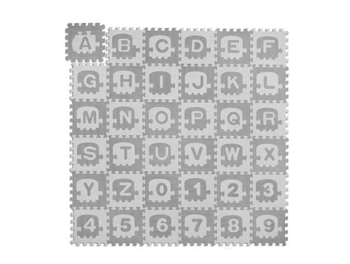 Puzzlematte ABC und Zahlen Weiss-Grau