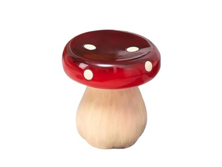 QAUUCP Fußhocker für Wohnzimmer Niedlicher Cartoon-Pilz-Schuhwechselhocker Multifunktionaler Beistelltisch mit niedrigem Profil und kleinem Fuß for Wohnzimmer und Schlafzimmer(Red Mushroom)