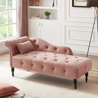 Left Arm Design Velvet Chaise Lounges with Nailhead Trimmed