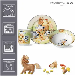 Ritzenhoff & Breker, Kindergeschirr + Kinderbesteck, Hoftiere Kindergeschirr mit Platzset & Besteck