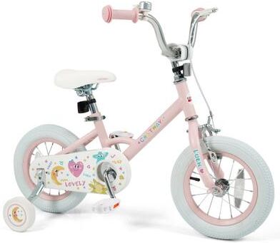 Costway 12 Inch Kids Bike Adjustable for 3-8 Years Old Children Pink - Stars & Moon