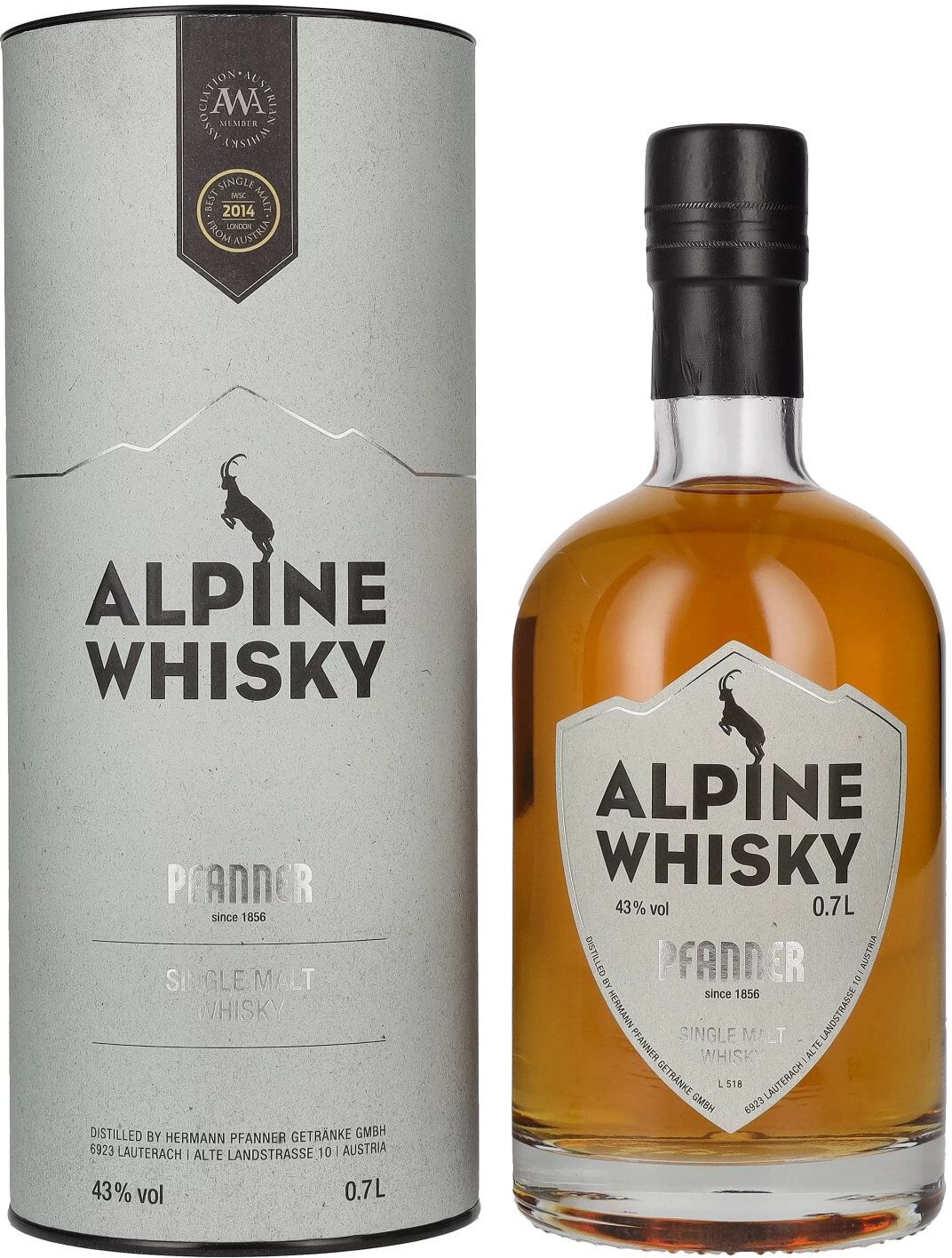 Pfanner Alpine Single Malt Whisky 43% Vol. 0,7l in Geschenkbox
