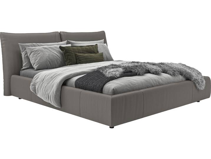 Polsterbett, Rinds-Oberleder, Grau, 172×250 cm, Belastbar Bis 280 kg, Modern, Places of Style