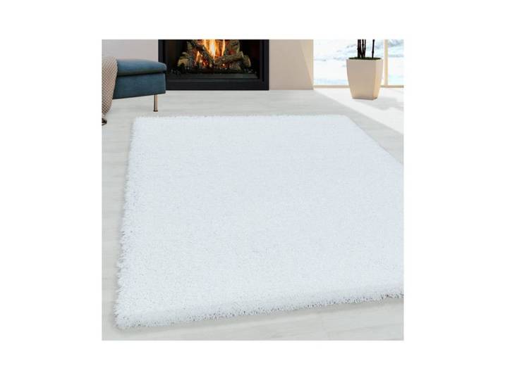 TapisTrend Tapis Shaggy Blanc 200 x 290 cm salon Design Poil Souple Monochrome
