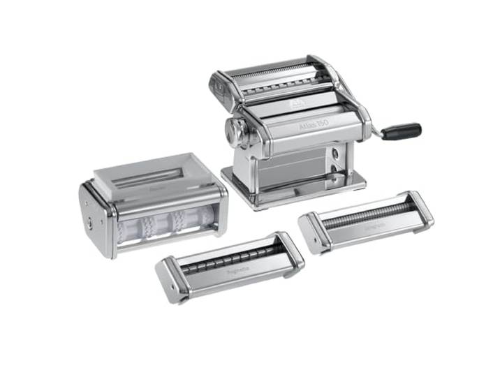 Marcato Multipast Pasta Machine Set + mitgelieferten Zubehörteilen, Nudelmaschine, hergestellt in Italien, Nudelwalze für Lasagne, Fettuccine,Ravioli, Spaghetti,verchromter Stahl. Modell: Multipast