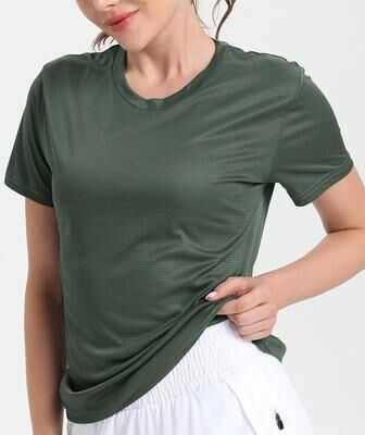 Uplifted Finds Women Solid Color Ultralight Quick Dry Sport T Shirt m army Green