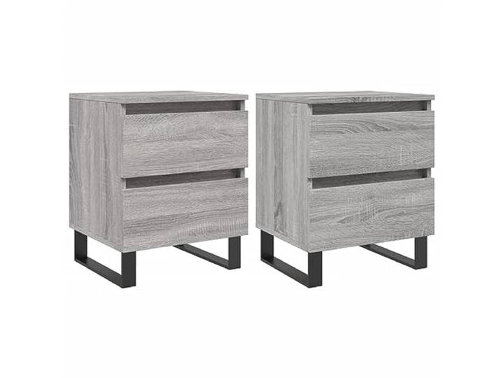 KDVXBCQJH Nachttisch 2er Set, Beistelltisch 40x35x50 cm, Grau Sonoma Zwei Ablagetische fürs Schlafzimmer mit je zwei Schubladen für griffbereite Utensilien und Bücher direkt am Bett.