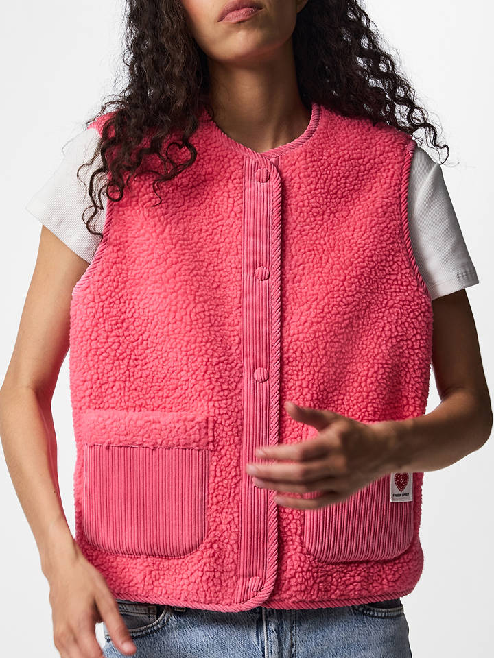 Pieces Teddyweste "Anastacia" in Pink - M