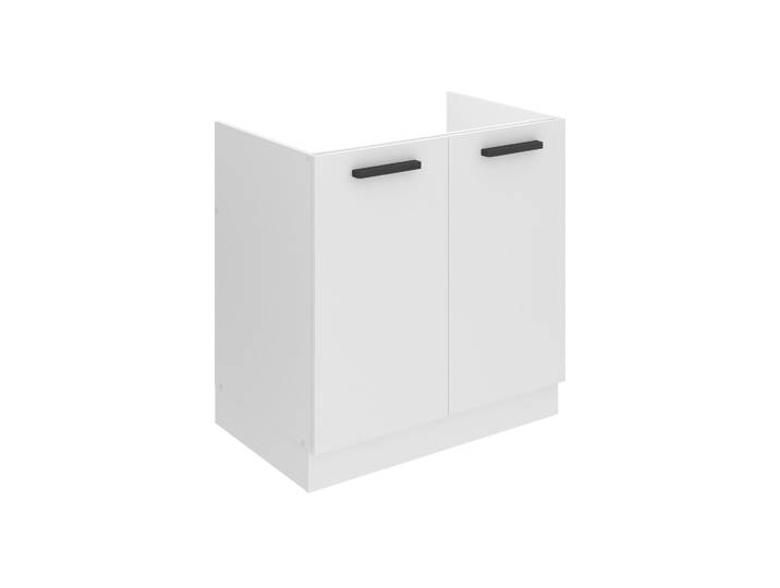 Belini Armoire basse de cuisine\, armoire basse d'évier largeur 80 cm. SDZ Meuble bas de cuisine sans plan de travail. Elément d'évier avec 2 portes\, blanc mat