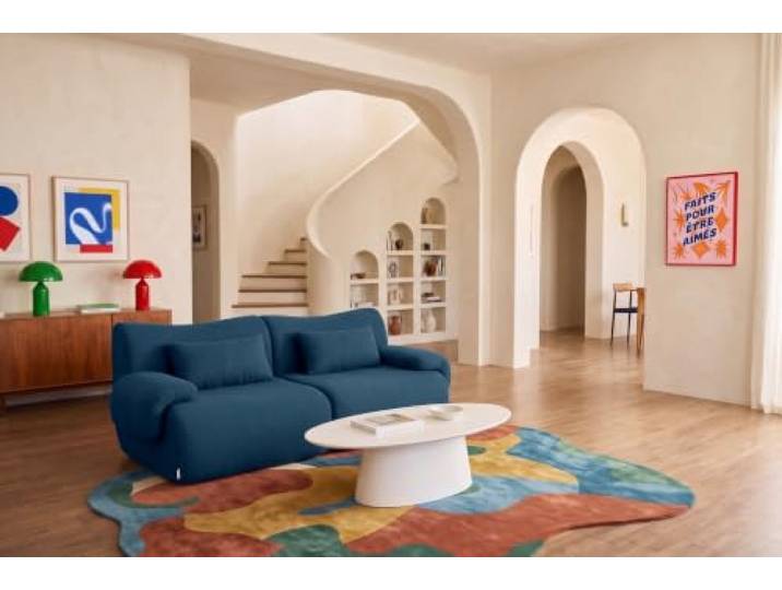 MILYsofa Modulares 2-Sitzer-Sofa, Bouclé-Bezug Tiefblau, Abnehmbare Kissenbezüge (Tiefblau, 2-Sitzer)