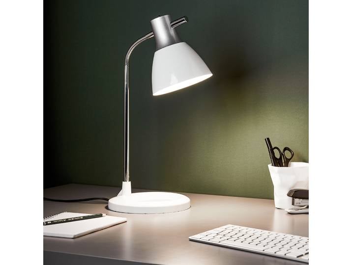 BRILLIANT Lampe de table Jan lampe de table sobre métal/plastique argenté/blanc interrupteur à poussoir 1x E27 max. 40 W