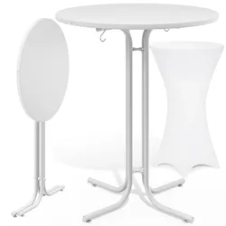 Stehtisch Weiß 110x70cm + Stehtischhusse Weiß Ø70cm