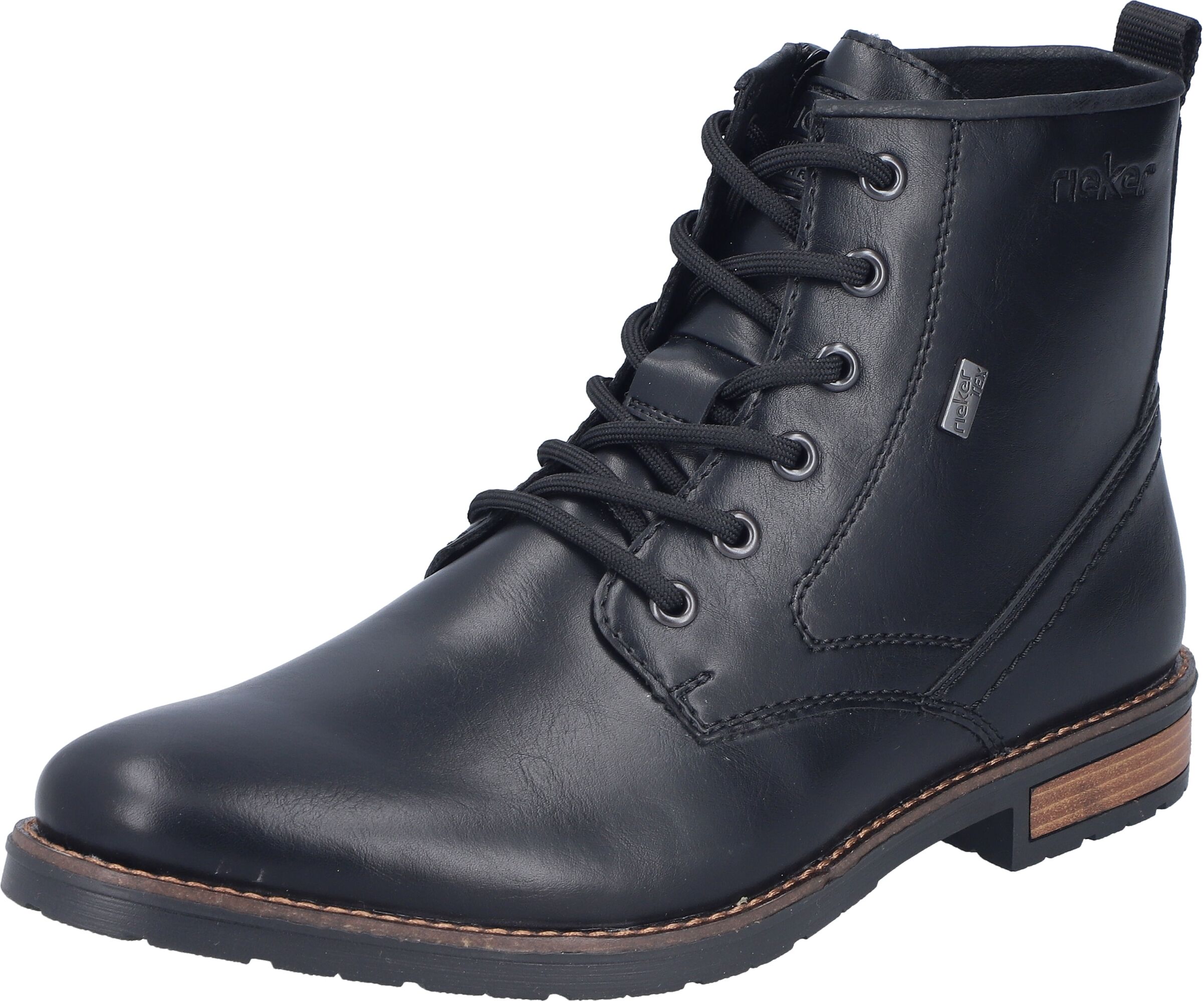 Winterstiefelette RIEKER, Herren, Gr. 42, Warmfutter, schwarz, Lederimitat, unifarben, Schuhe Winterstiefelette, Schnürboots, Schnürstiefelette mit rieker TEX-Membran
