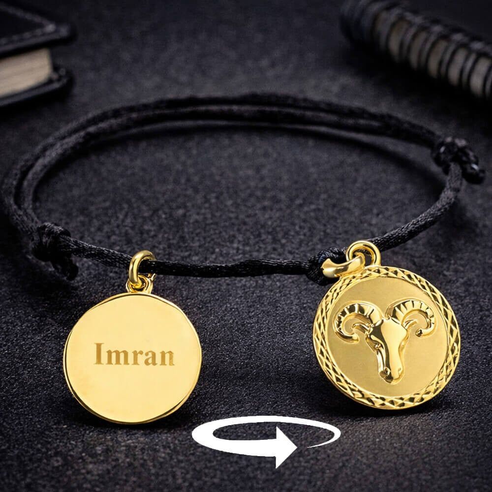 Ocadeau Bracelet Astrologique plaqué or gravé