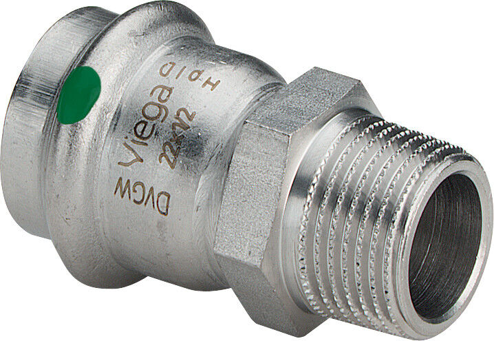 Viega Sanpress Viega adaptateur Inox 436452 15mmxR 3/4, acier inoxydable, polygonale, SC-Contur