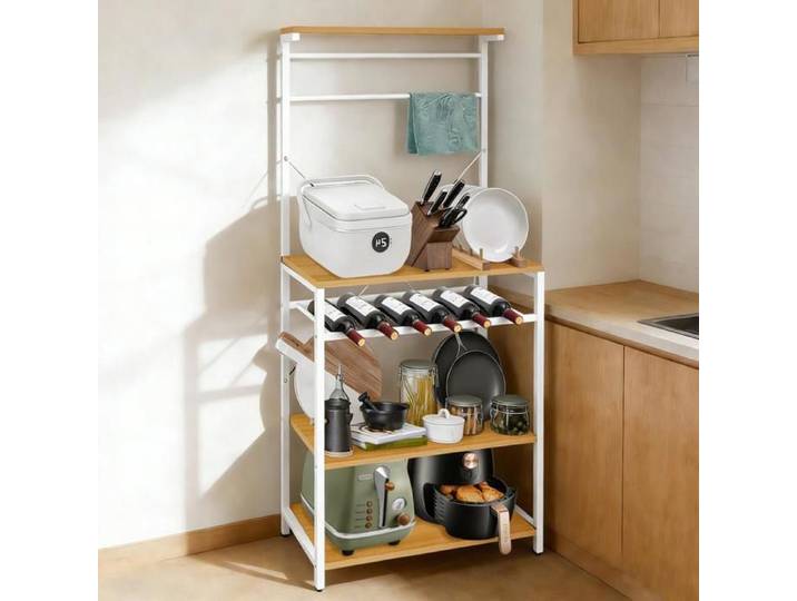 Étagère de cuisine-MENGDA-Étagère de cuisine sur pied avec 4 étagères-Support de Micro-Ondes-Pour ranger condiments